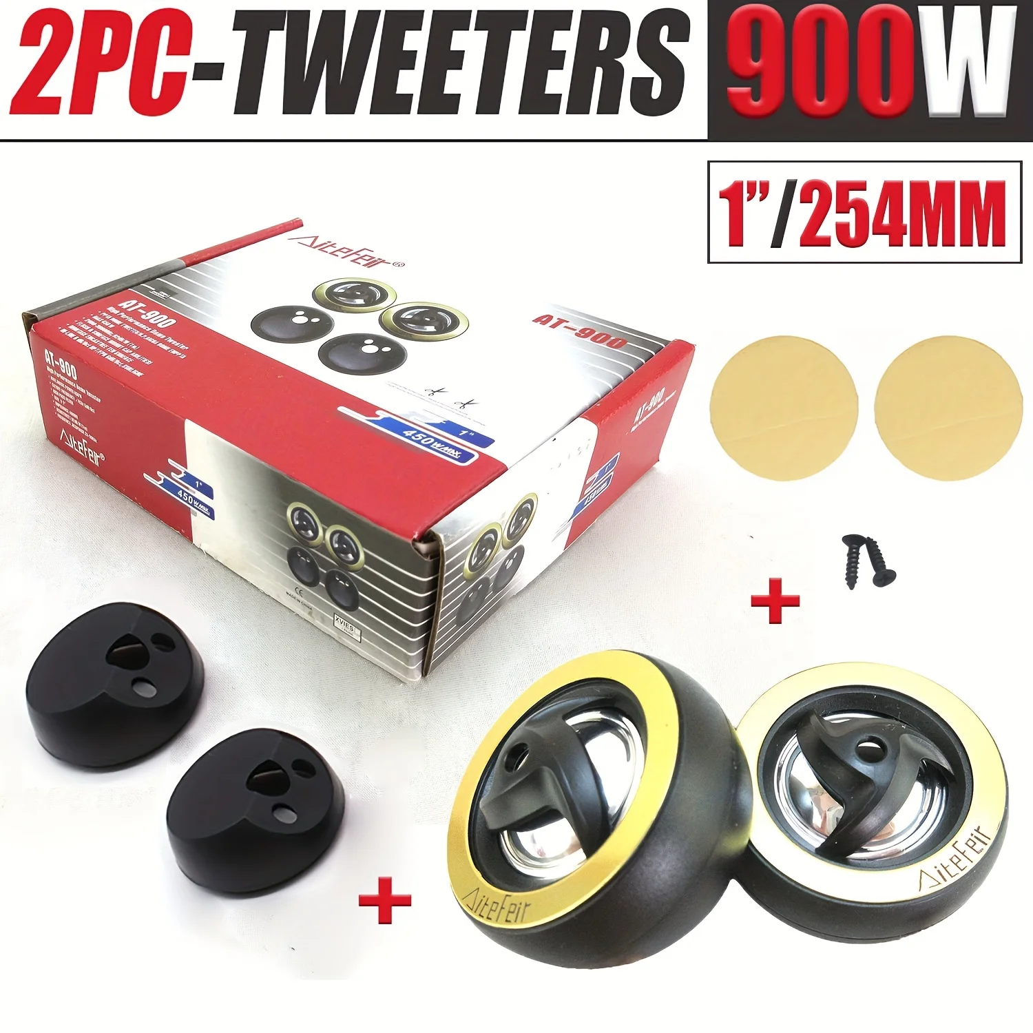 900W High Efficiency Mini Dome Tweeter Speakers 2x450W with Base 12V Car Audio System Loudspeaker for Auto Sound Upgrade