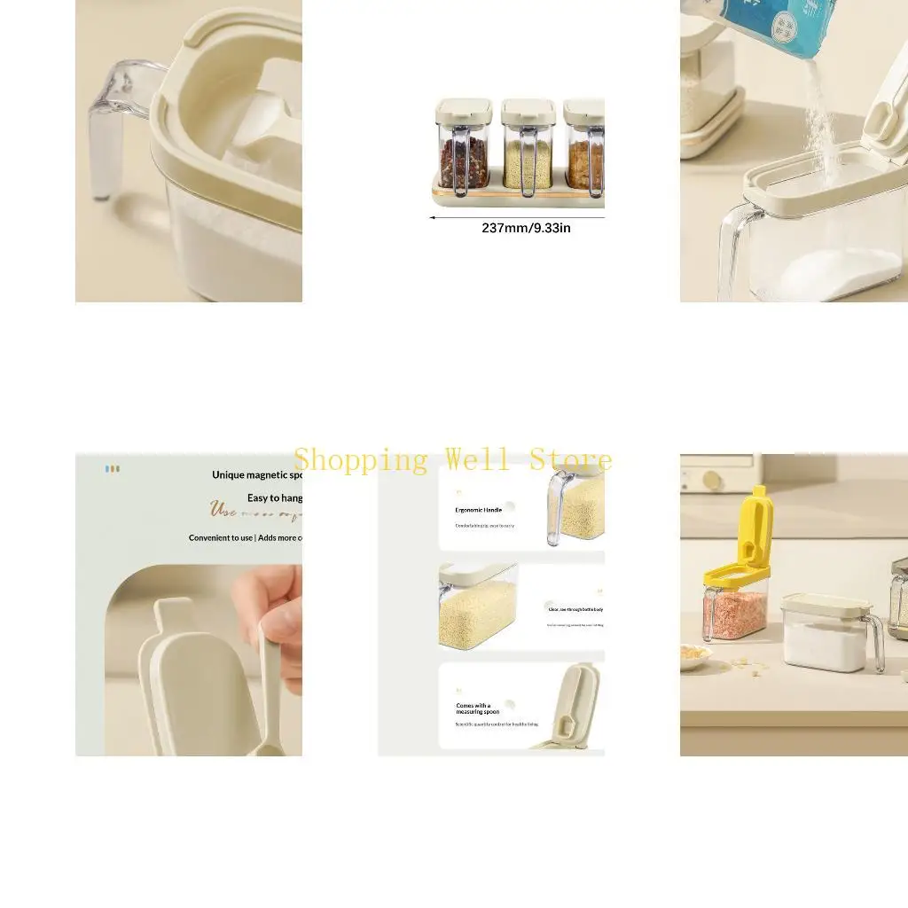 

KX4B 4 шт. Канистры для кухонных приправ Обеззараживание Функция выравнивания для точного зачерпывания Непроницаемое уплотнение