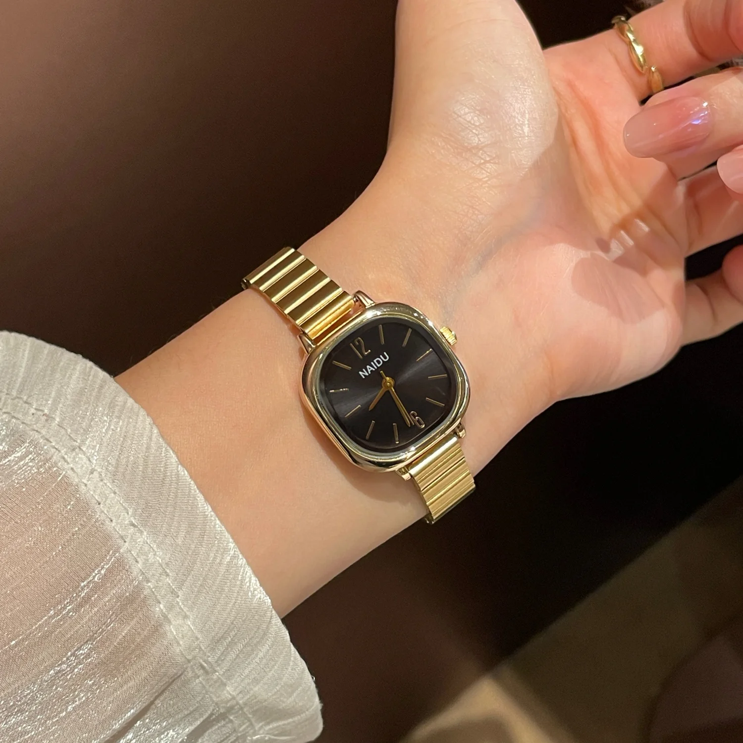 Brand Small Square Dial Ladies Watches Gold Adjustable Stainless Steel Strap Quartz Wristwatches For Women Dropshipping Clock