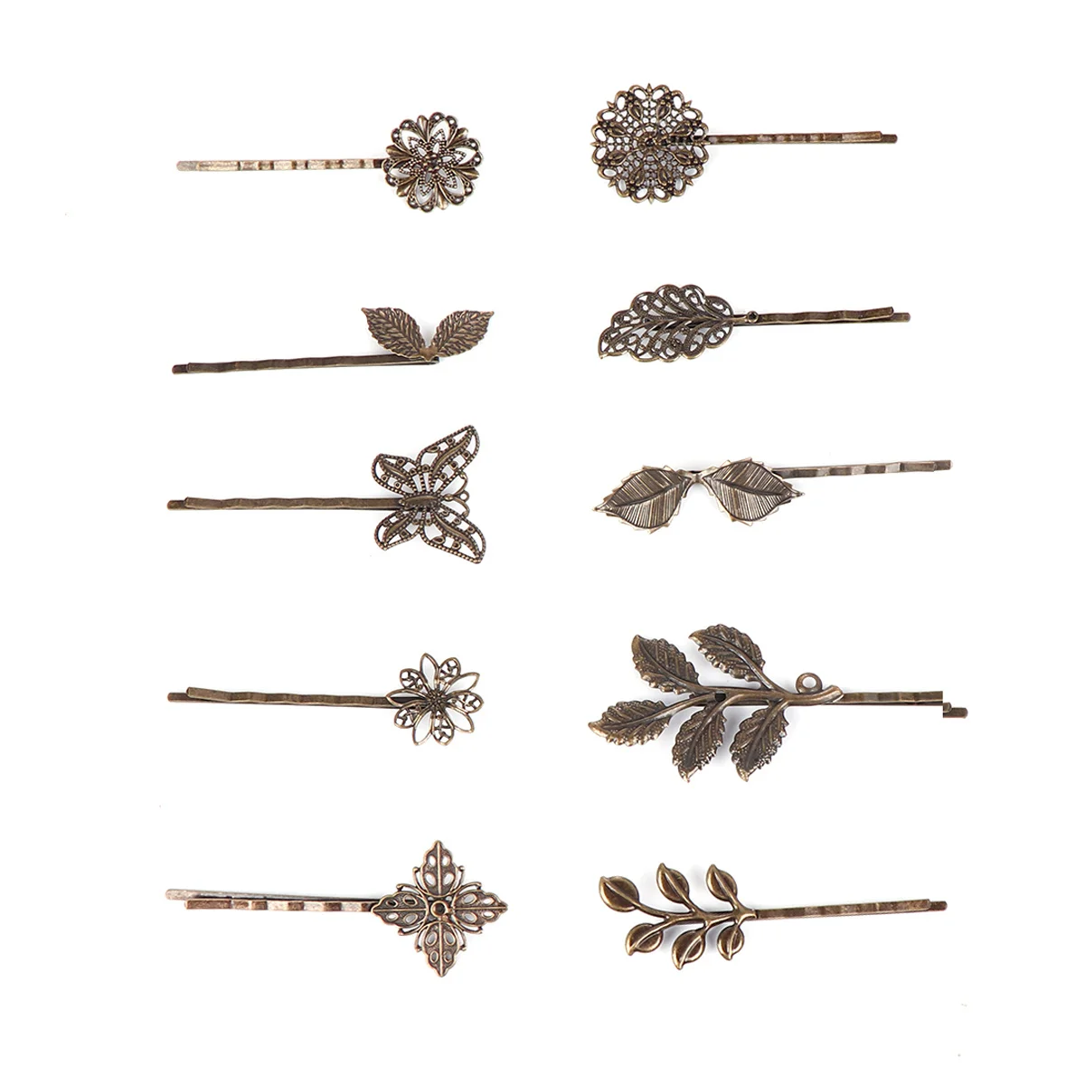 

10 шт., винтажные заколки для волос, металлические заколки с листьями и цветами, женские декоративные аксессуары для волос, прочный стиль, подарок для путешествий