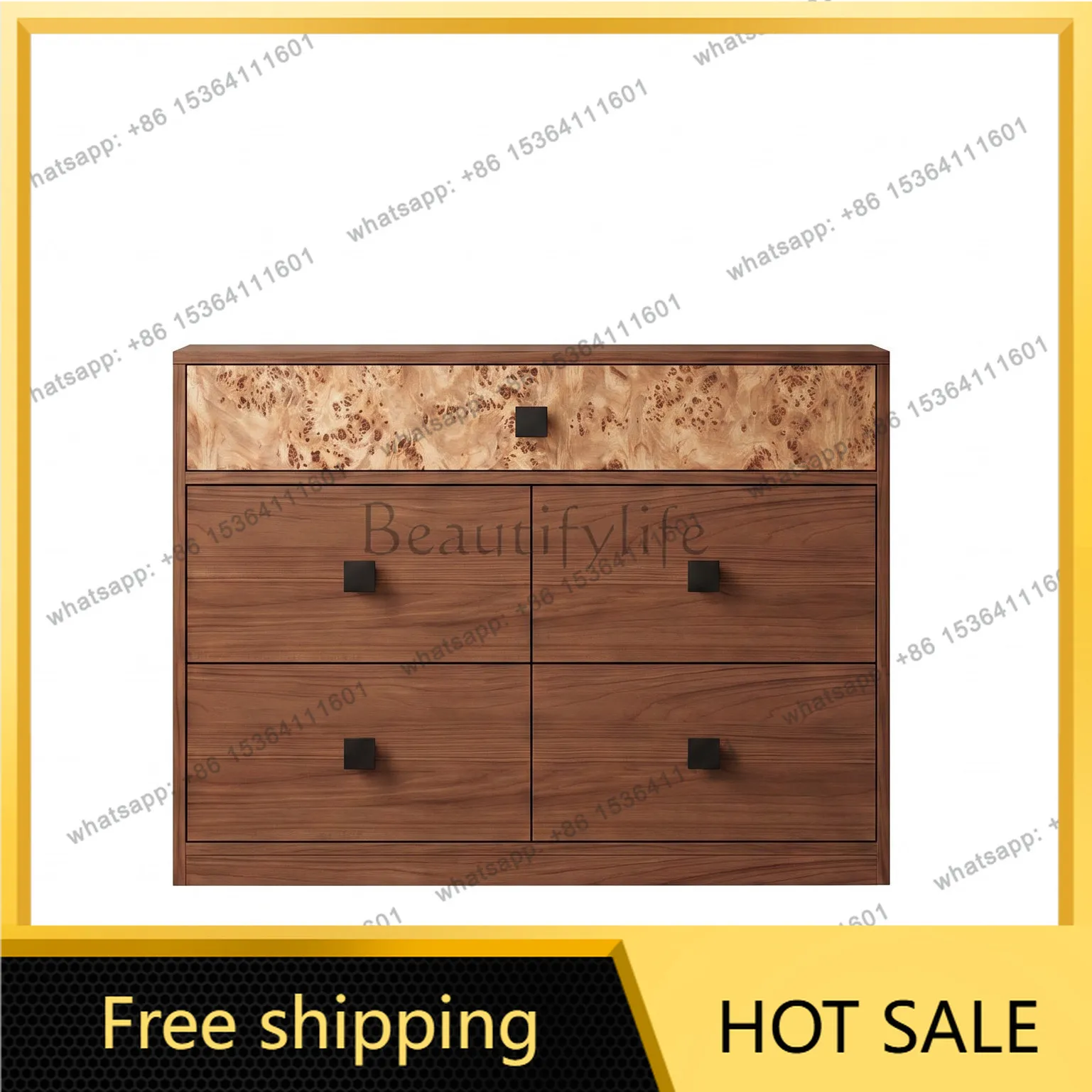 PJ bedroom storage solid wood bedside locker living room floor against the wall