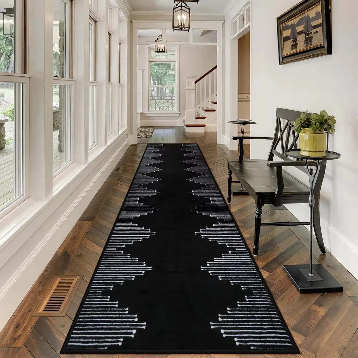 Abstract Line Crystal Velvet Long Carpet For Living Room Corridor, Durable And Easy To Clean Bedside Blanket For Bedroom, Decor