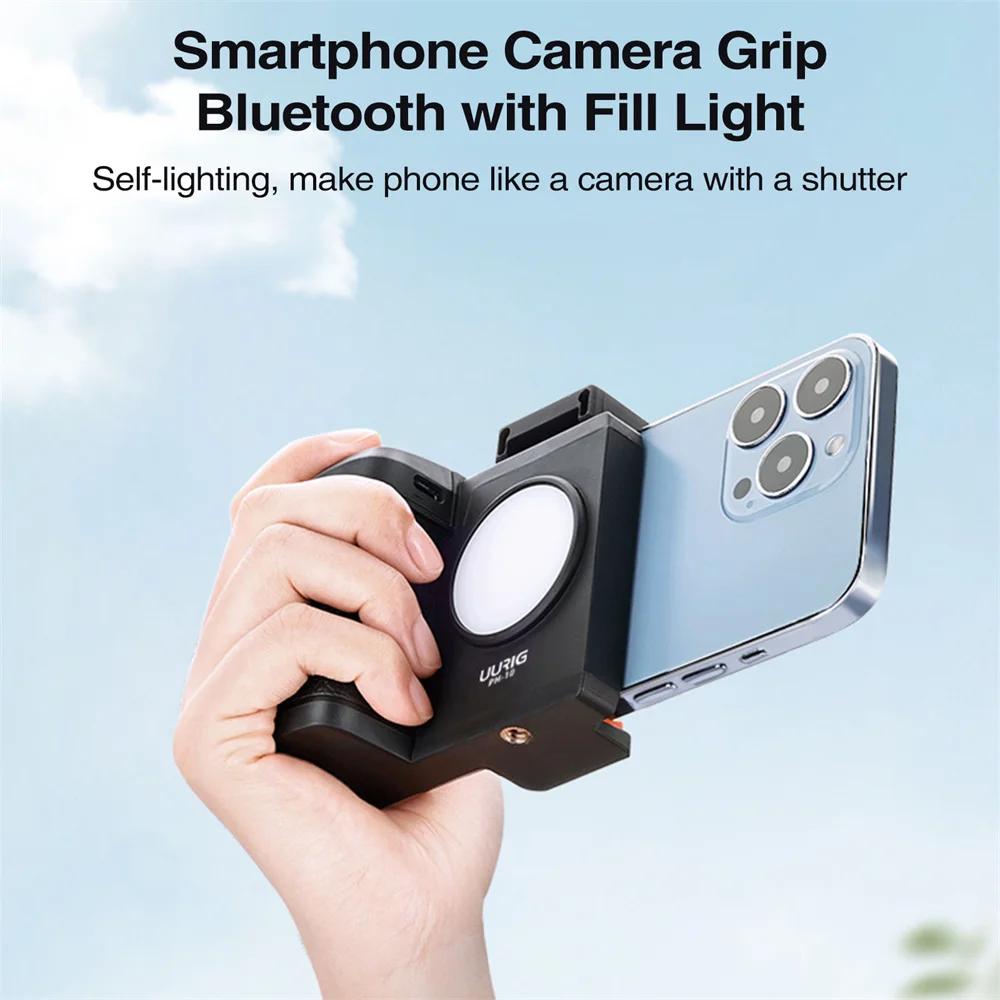 New Smartphone Selfie Shooting Grip Bluetooth Remote Control Selfie Mobile Mount Holder with 1/4 Screw Fill Light Phone Shutter