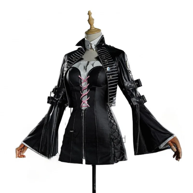 Arknights Cosplay Costume Lemuen Sexy Leather Jacket Dress Leg Warmer Carnival Anime Uniform Halloween Party Game Clothes