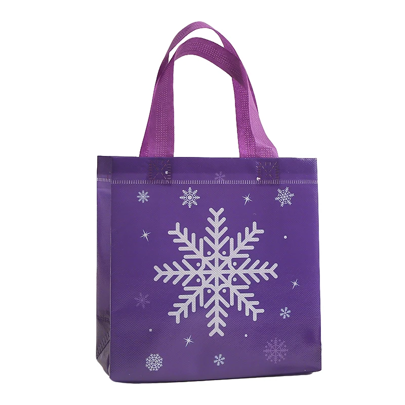12 Stück „Let It Snow“-Thema, Vlies-Geschenk-Verpackungsbeutel, Schneeflocken-Einkaufstaschen für frohe Weihnachten, Neujahrsparty-Dekoration – Detail 7
