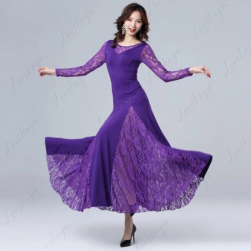 New Ballroom Dance Modern Dance Lace Maxi Dress Competition Dress