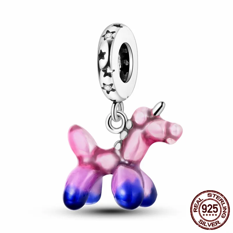 

S925 sterling silver balloon unicorn charm bead, perfect for DIY bracelets and a unique jewelry gift for women.