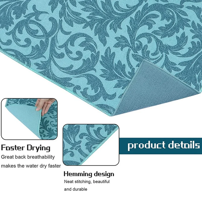 بساط تجفيف الأطباق، 2 عبوة من بساط تجفيف الأطباق، بساط تجفيف ماص، طبق قابل للغسل في الغسالة