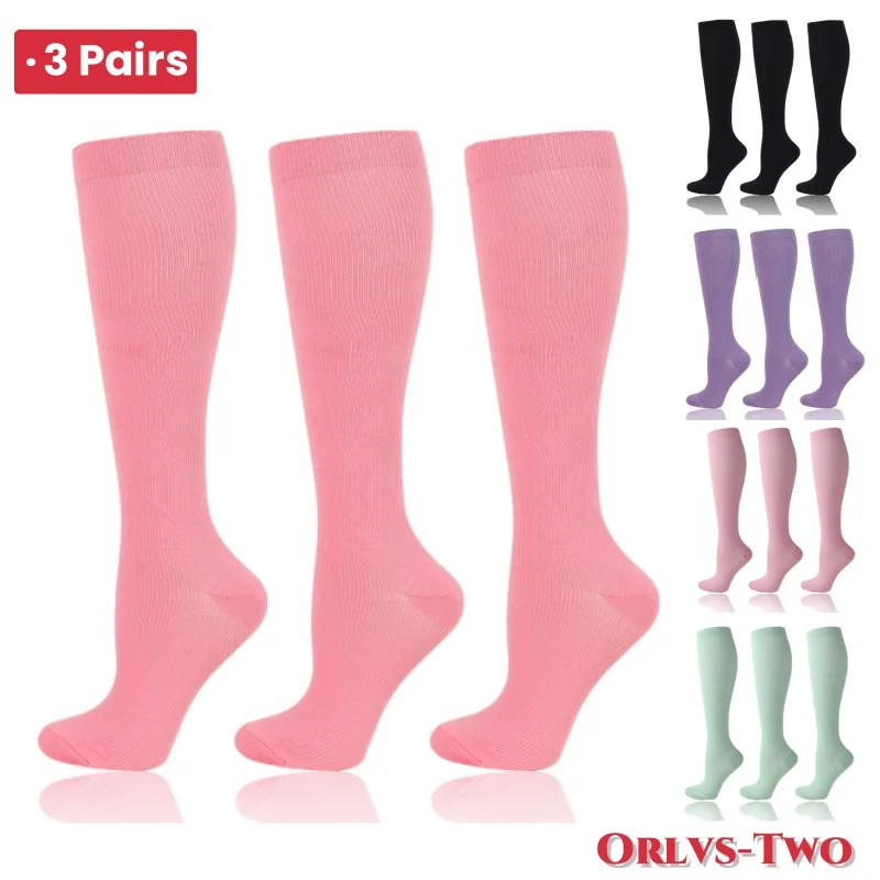 3 Piars Solid Colored Socks New Compression Socks for Leggings Running Pressure Soccer Adult   Pressure Nurse Socks