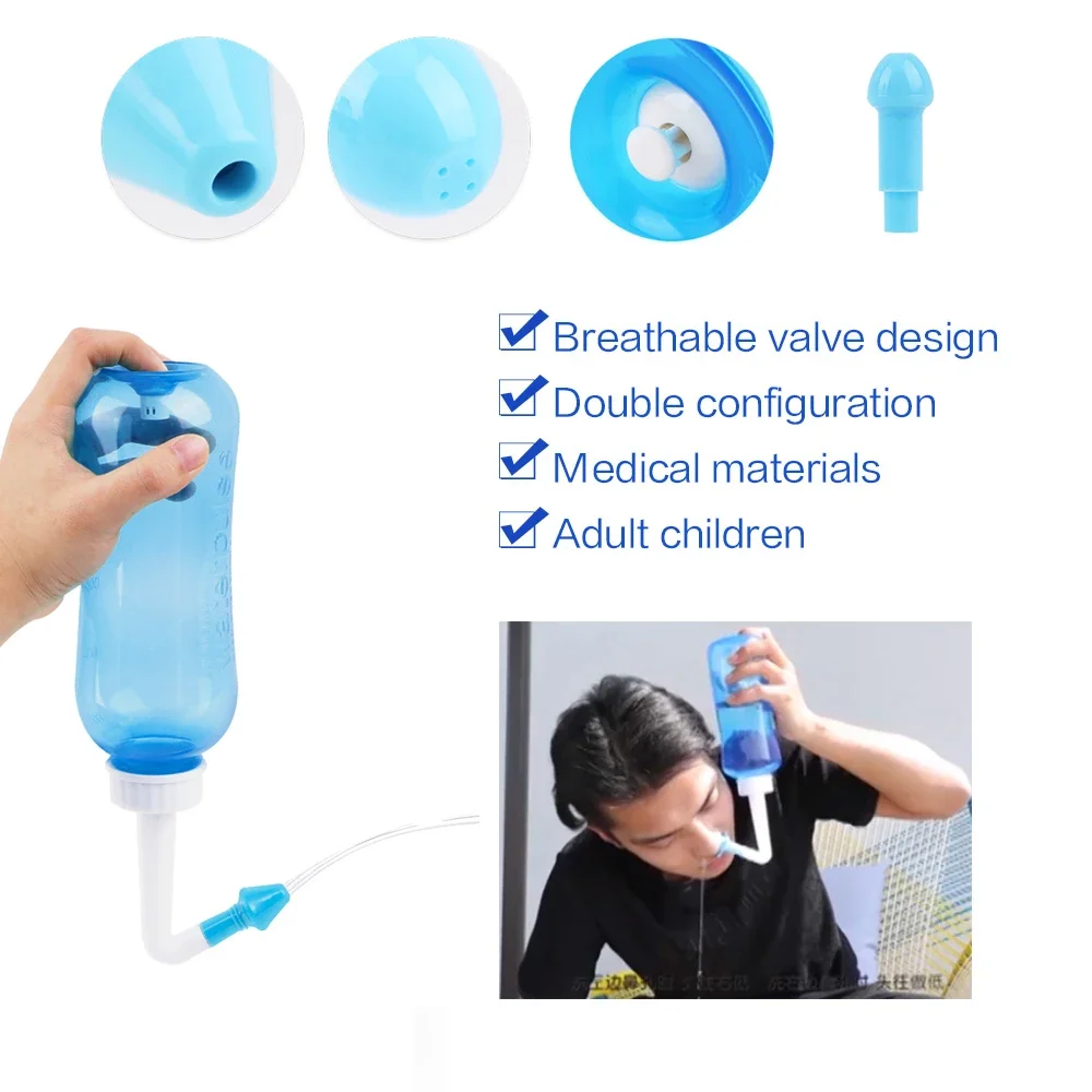 Nose Cleaner 300ml 500ml Nasal Irrigator Nasal Wash Salt Neti Pot Avoid Allergic Rhinitis Sinusitis Cure Adult Children Therapy