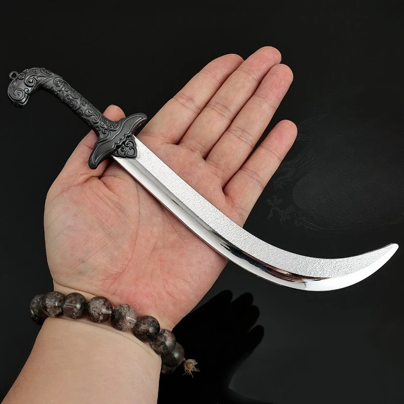 22cm/8.66in 영화 및 TV 주변기기 Scimitar 실제 강철 칼 게임 모델 키 체인 펜던트 공예 데스크탑 장식품 소년 선물