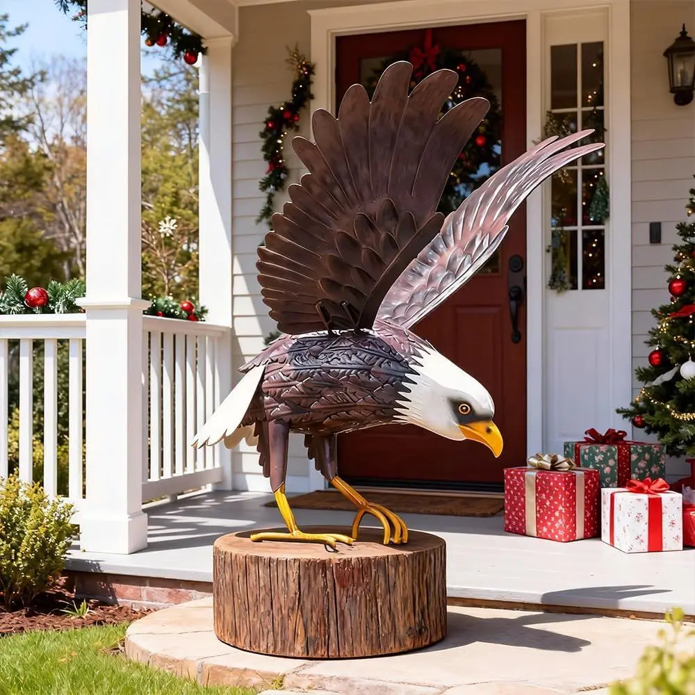 

Metal Bald Large Outdoor StatGarden Decor Scutures StatOutdoor Majestic America Bird Decor or Patio Yard and Lawn, 17-Inch Wide,