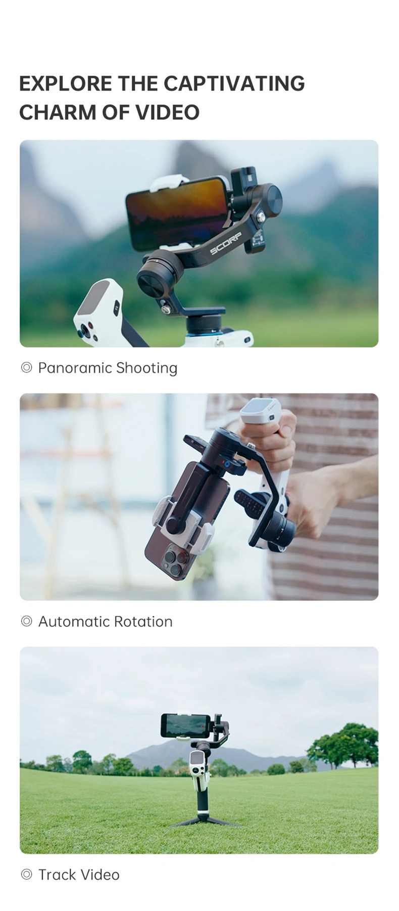FeiyuTech SCORP Mini 2, für spiegellose Kamera, Action-Kamera, Smartphone, 3-Achsen-Stabilisator für Sony/GoPro/iPhone, AI-Tracking – Detail 19