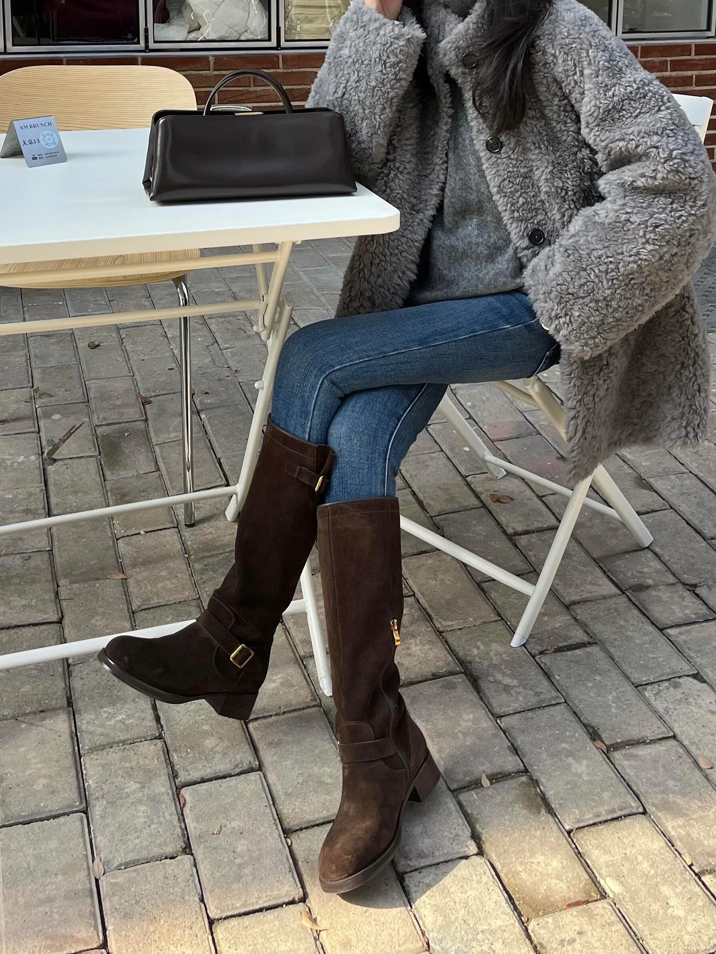 Jeans in denim blu da donna, modello retrò, foderati in pile, slim fit, lunghezza al polpaccio, nuovi per l'inverno, con chiusura a bottoni in vita