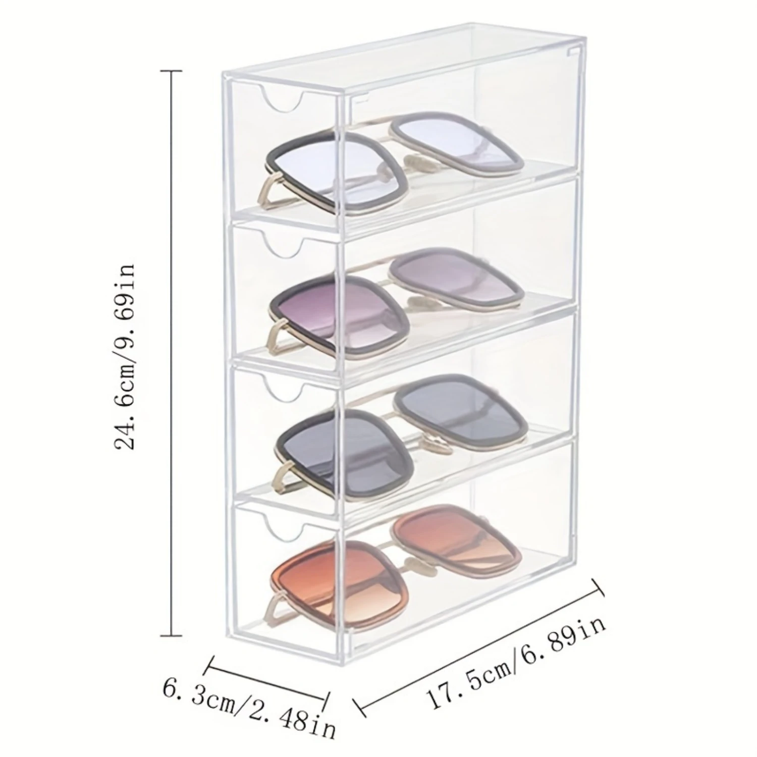 Desk Drawer Divider Organizer for Sunglasses, Cosmetics, and Lipstick - Dust-proof Shelving for Gifts