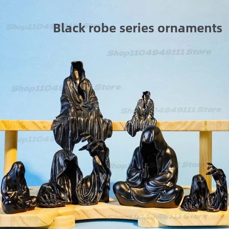 

6pcs/set Gothic Black Cloak PVC Desk Decor - Halloween Resin Crafts for Car/Home Creative Gothic Desktop Ornament