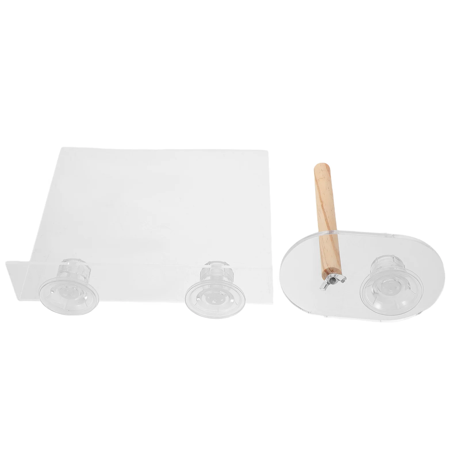 

2pcs Parrot Stand Suction Cup Bird Perch Acrylic Platform Wood Grinding Stick For Small Medium Birds Budgie Cockatiel Conure