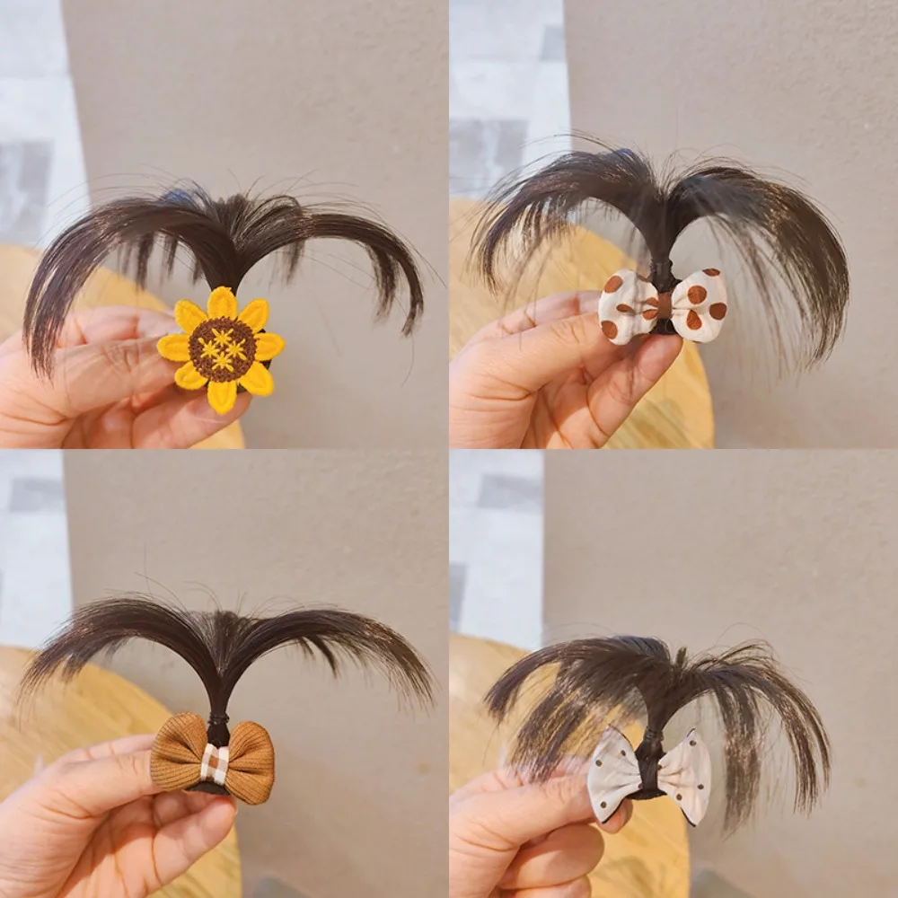 Baby Girl Hair Clip with Wig Bow Tie Head Decor Cute Kawaii Children Hair Wig Clip Hair Clip Wig Headgear for 0-36 Months Kids