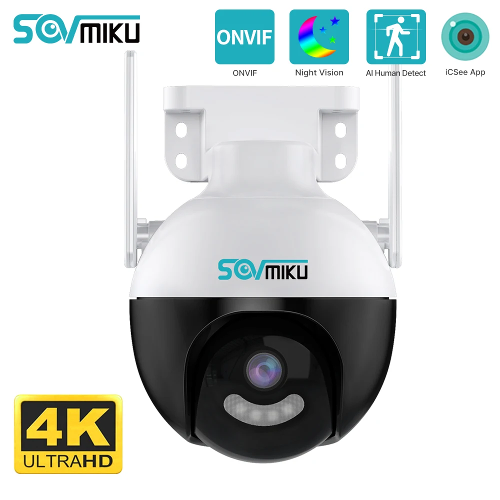 SOVMIKU 4K 8MP Wifi Smart PTZ Camera 5x Digital Zoom Human Detection ONVIF Night Vision CCTV IP Camera Security Protection