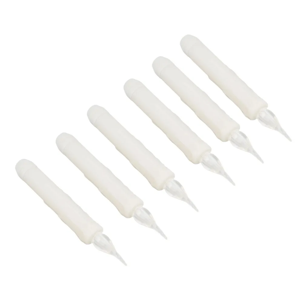 6 Pcs Battery Operated LED Taper Candles Smokeless Reusable Taper Candles Flickering Flame Warm Light Long Strip Candle Lights