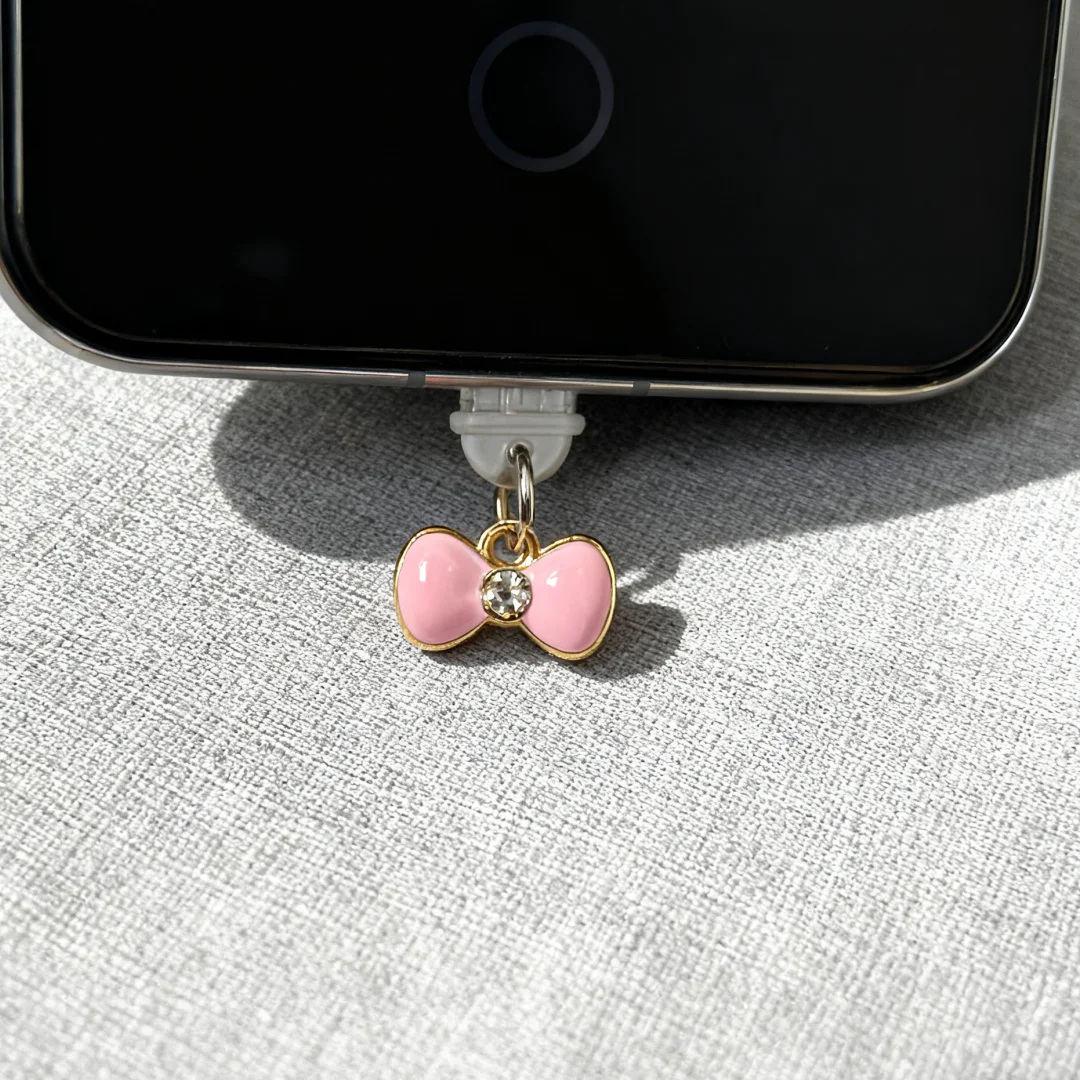 

Pink Bow-Shaped Phone Dust Plug, Cute Bow Design, Sweet and Adorable Phone Accessory