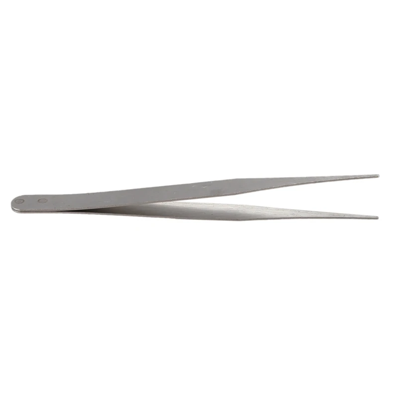 4X Fine Point Silver Tone Pointy Straight Tweezers 4 1/2 Inch