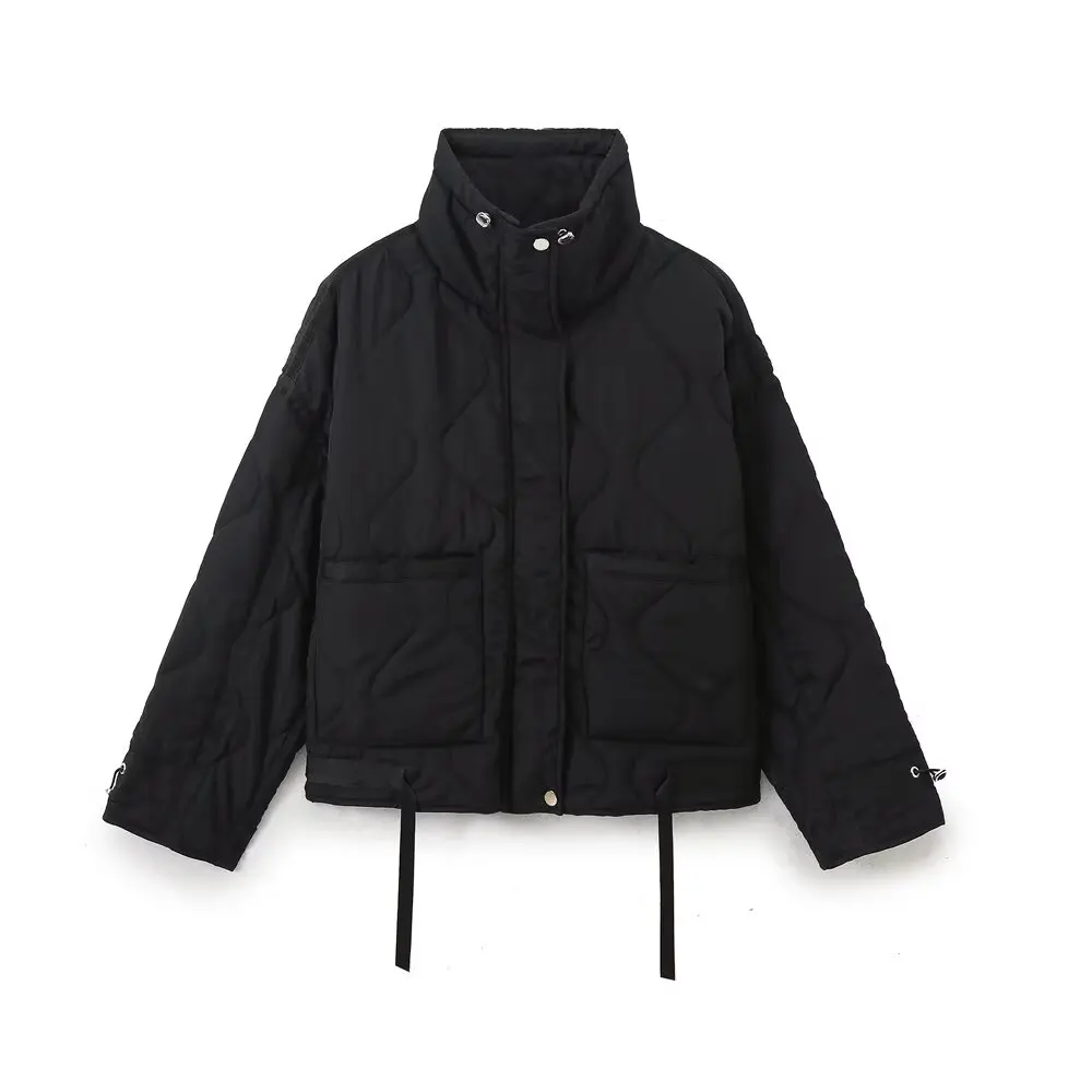 ZBZA-Chaqueta de aodón a la moda para mujer, ropa de abrigo de estilo urbano, abrigo versátil a prueba de viento de manga l...