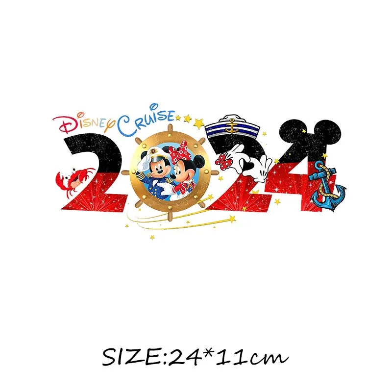 2024 Mickey Minnie Cruise Family Trip Vacation Iron on transfers Heat Press Stickers for clothes Decals Iron on Tshirts