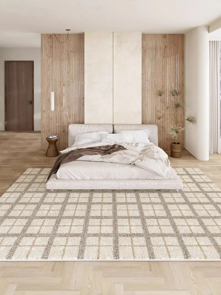 Luxury Geometric Striped Carpet Comfortable Soft Living Room Carpets Beige Cream Color Rugs Modern Decoration Bedroom Rug Tapete