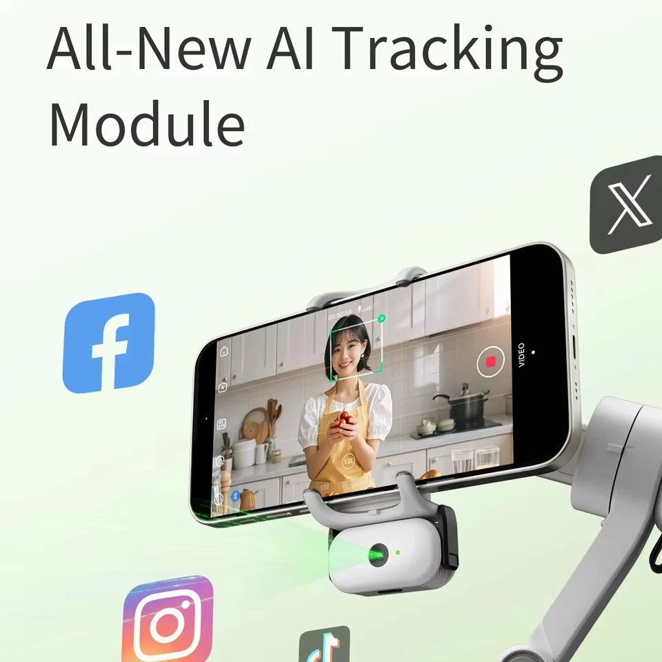 Estabilizador de cardán ZHIYUN Smooth Q5 Ultra con seguimiento AI, Control remoto inalámbrico con detección de movimiento para iPhone, Android, Vlog Live