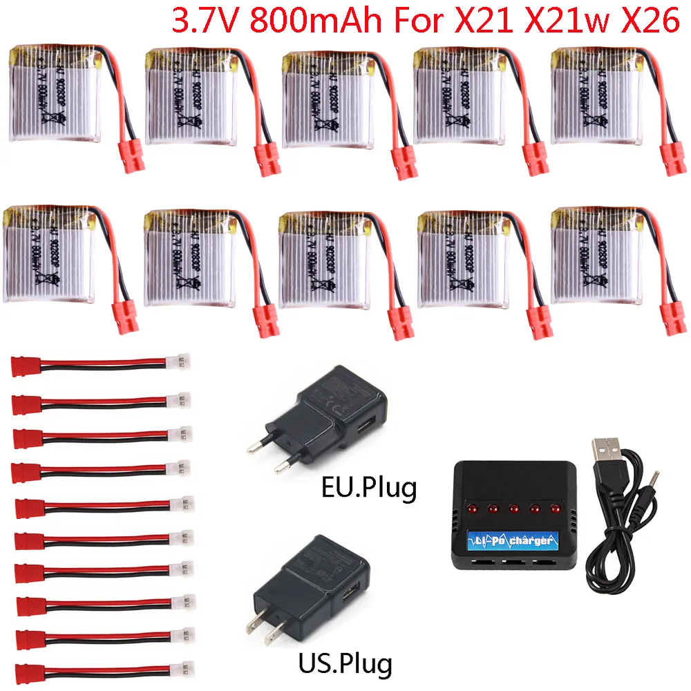 Upgraded 3.7V 800mAh lipo Battery with 5in1 Chager for SYMA X21 X21W X26 Quadcopter Spare Parts Remote Control Helicopter parts