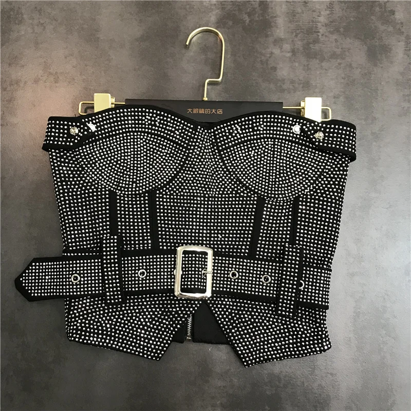 Women Rhinestone Hot Rhinestone Belt Back Zipper Vacation Camis New Sexy Fashion Temperament Spring Summer 2024