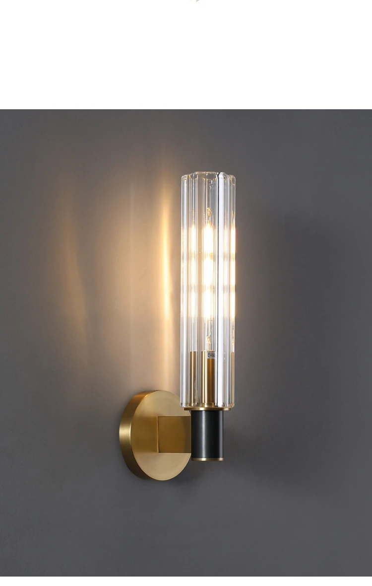 Clear Crystal LED Wall Sconces Brass