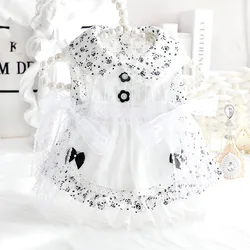 Dog Clothes Spring Summer Thin Cat Princess Dress Black Floral Lolita Small Dog Teddy Pet