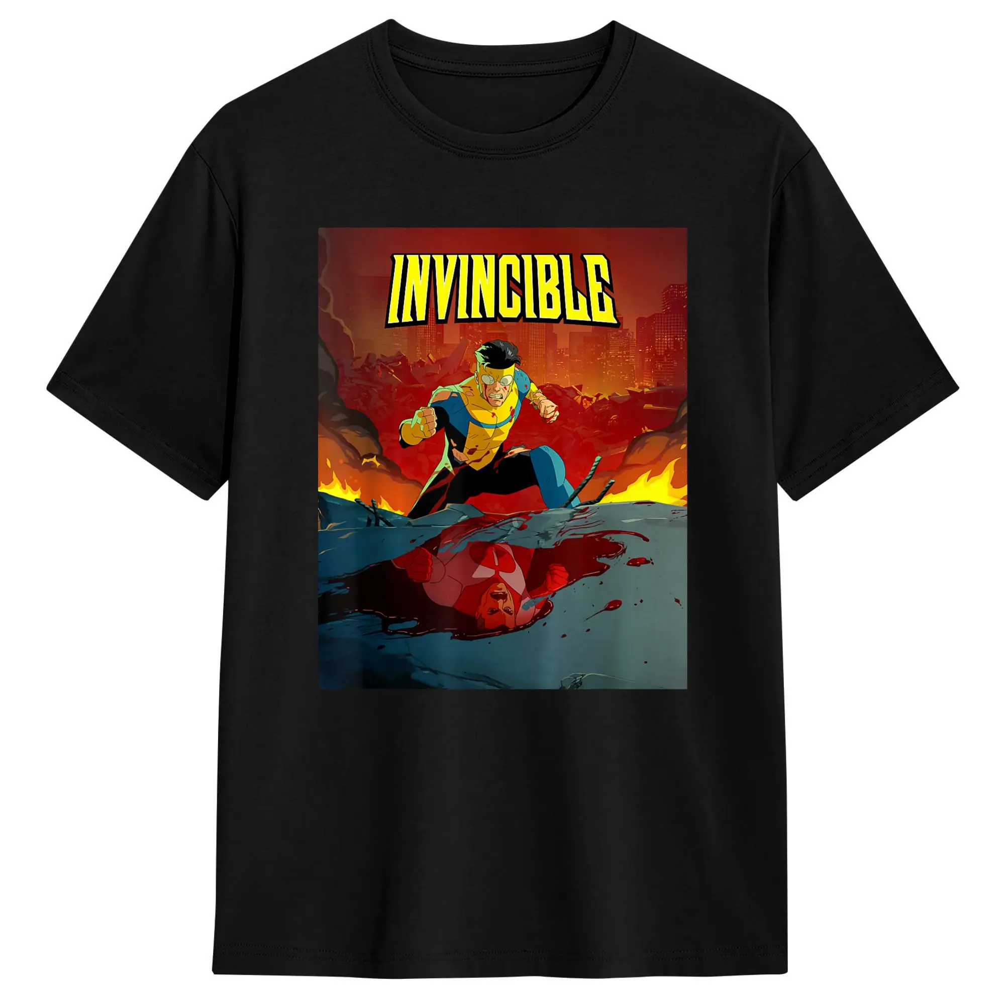 Mens T-Shirt Invincible & Omni-Man Bloody Reflection T Shirts Harajuku  Summer Tees Streetwear 100 Cotton Tops Plus Size
