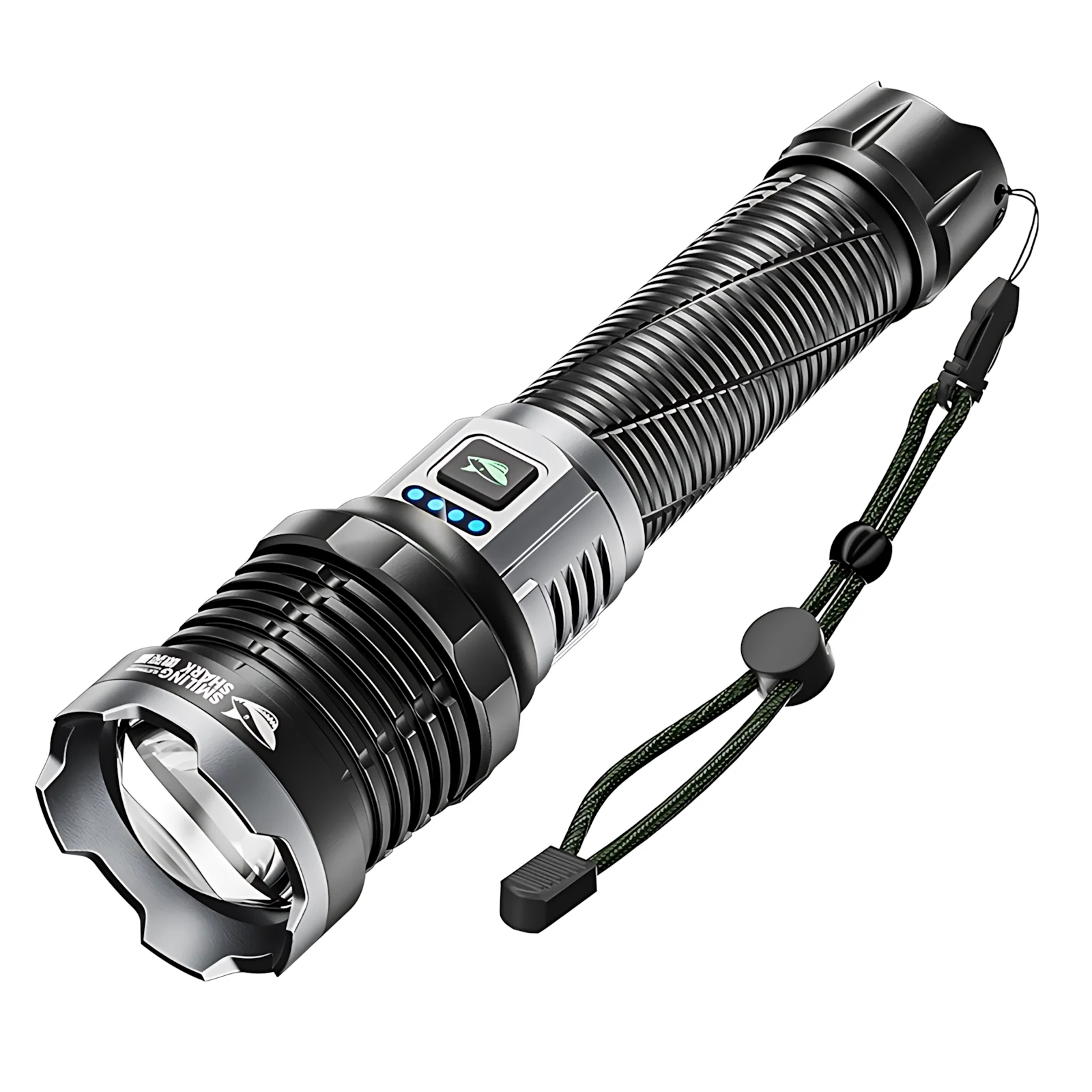 Lanterna de 2000 Lúmens com Laser Branco, Dissipação de Calor, Zoom, Recarregável USB-C, 5 Modos de Luz e Resistente à Água para Caça, Ciclismo, Camping e Emergência