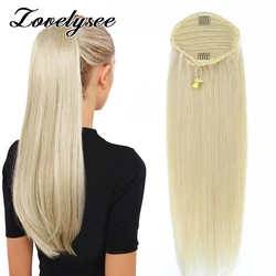 Drawstring Ponytail Human Hair Extensions 160 Grams Clip In Straight Remy Ponytail Human Hair Extension Natural Color Hair