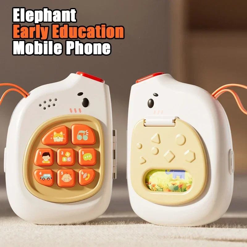 Elefante música telefone brinquedo com bebê 2 em 1 brinquedo sensorial engraçado narração telefone mãetessori brinquedos educativos crianças presente de natal