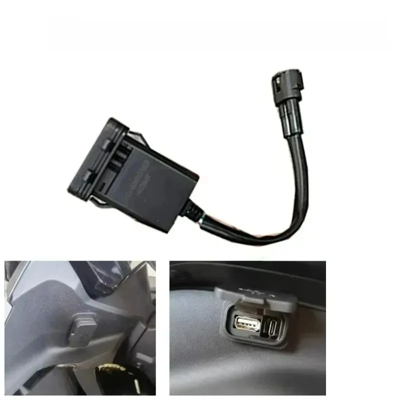 Para interface de carregamento soquete porta carga impulso plástico preto adequado carregamento rápido 1 peça motocicleta alimentação usb