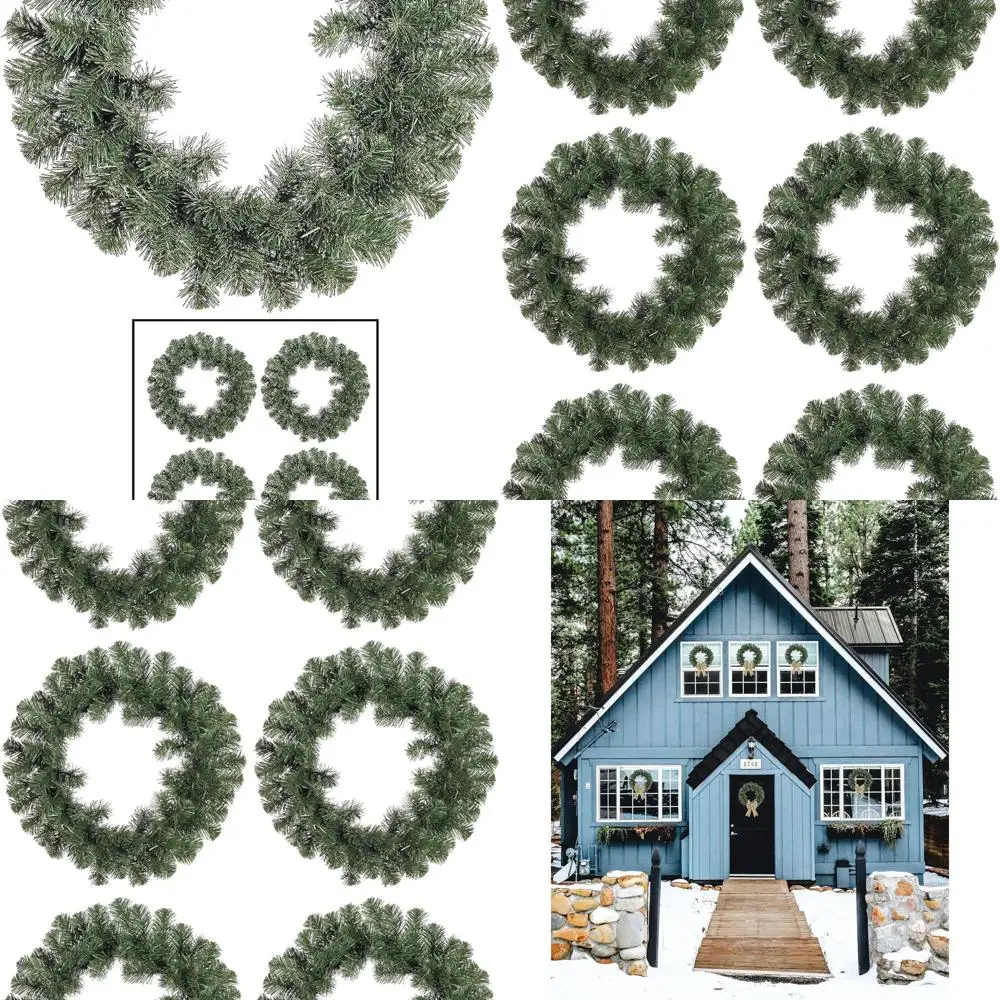 

Set of 6 16 Artificial Windsor Pine Christmas Wreaths for Window & Door Decorations