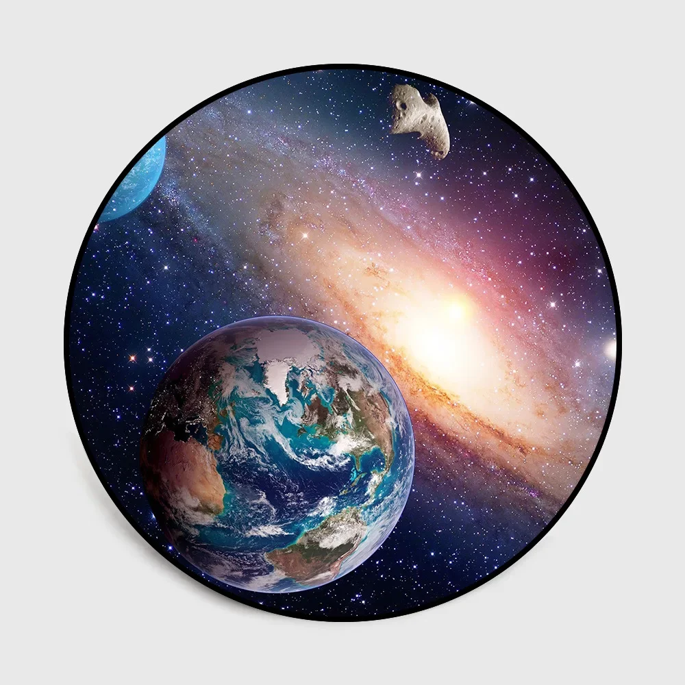 Moon Baby Living Room Children\'s Bedroom Round Carpet   Floor Mat Planet  Space Universe Galaxy