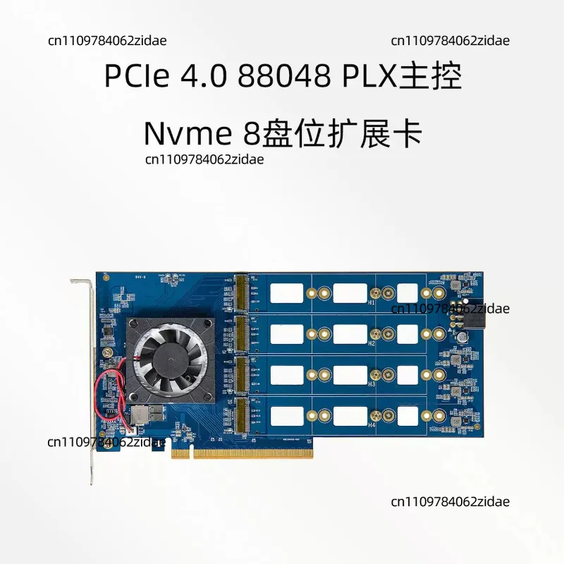 For PEX88048 PCIe 4.0 X16 Expansion Card 8-Port M.2 NVMe SSD Adapter No Bifurcation