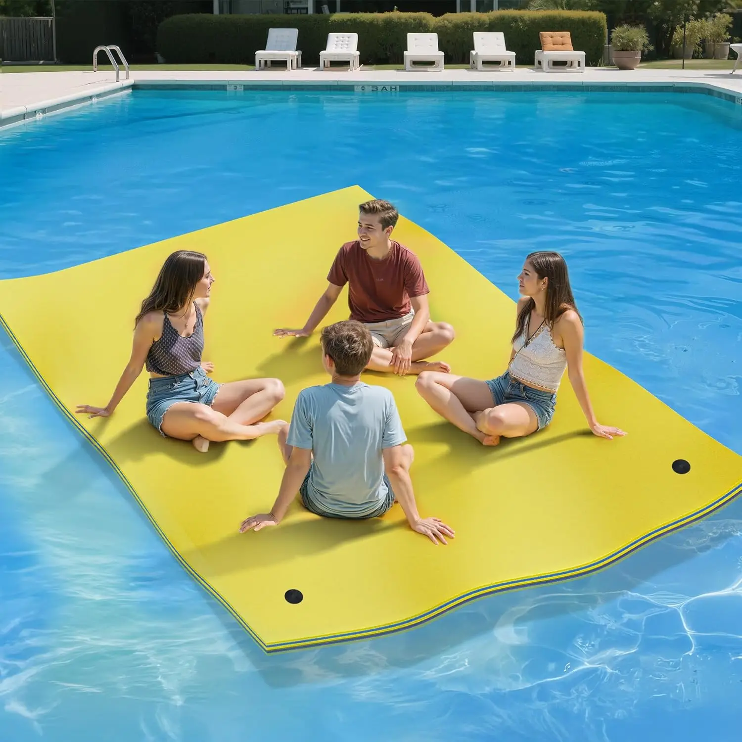 

9'/12' Lily Pad Floating Mat for Lake and Pool, Portable Outdoor Water Floating Mat, 3-Layer XPE Floating Island for Boat, Beach