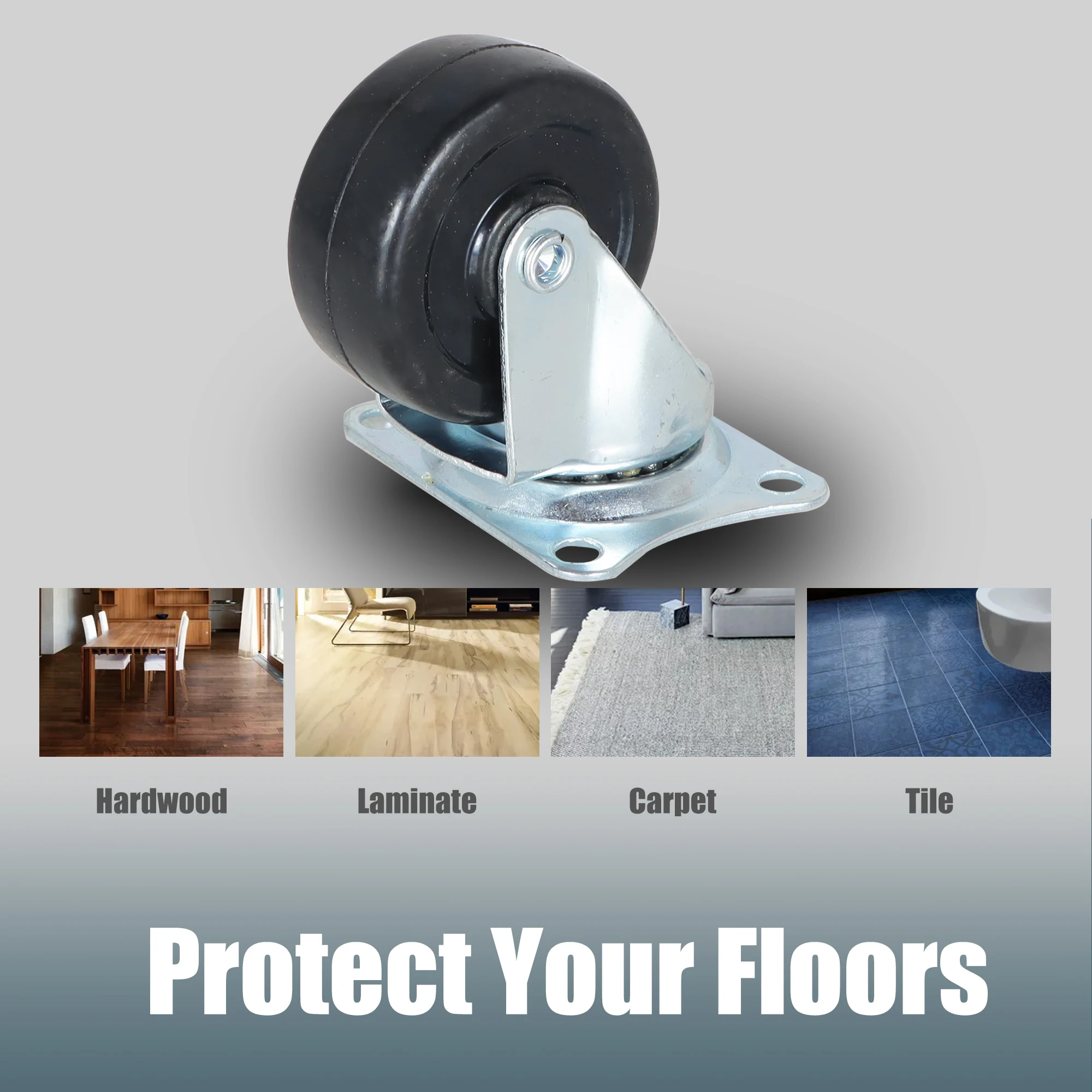 24 Packs 2in Blcak Caster Wheel Silent 360 Degree Rotation for Bookshelf Chair