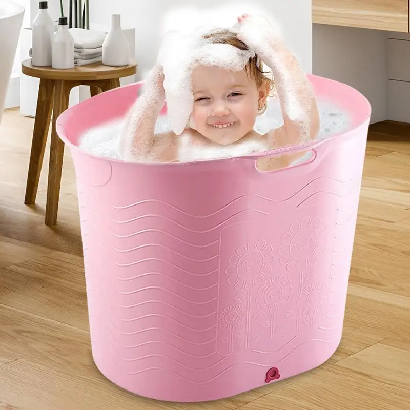 Child Bathtub High Temperature Resistant Comfort Baby Bathtub With Drainage Safe Portable Bath Bucket Travel Toddler Supplies