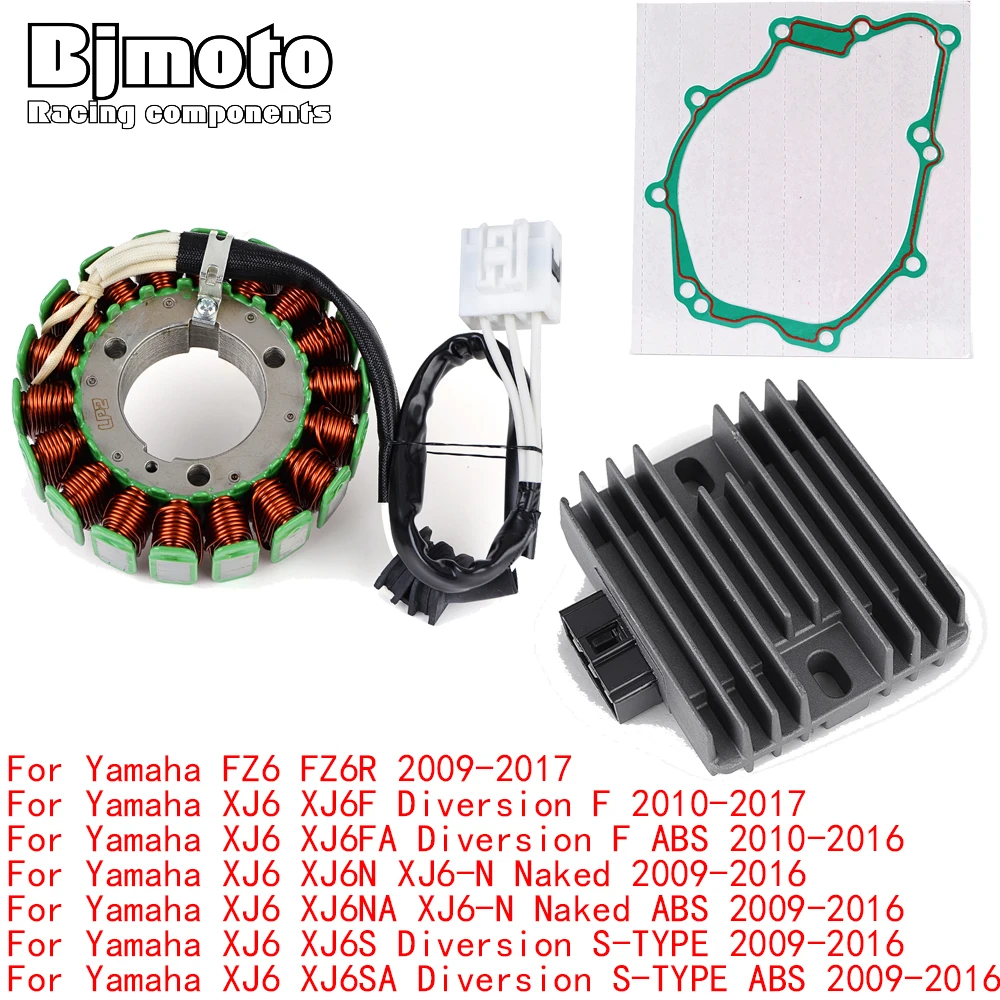 Engine Stator Coil+Voltage Regulator rectifier For Yamaha FZ6 FZ6R XJ6 XJ6FA XJ6S XJ6SA Diversion F S-TYPE ABS 2016 With Gasket