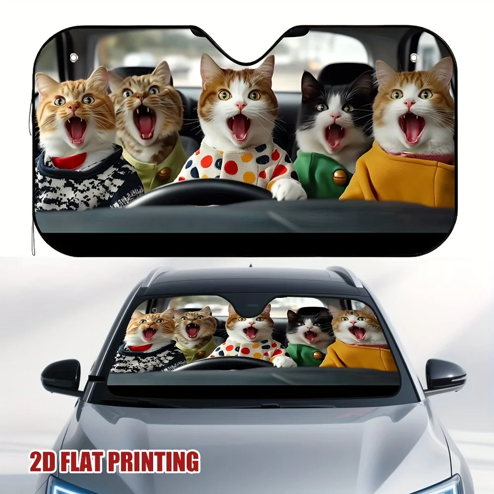 

1pc Cat Carpool Quartet Car Sun Visor - Universal Fit, Adjustable Temperature Control, Reduces Glare & Improves Driving Comfort,
