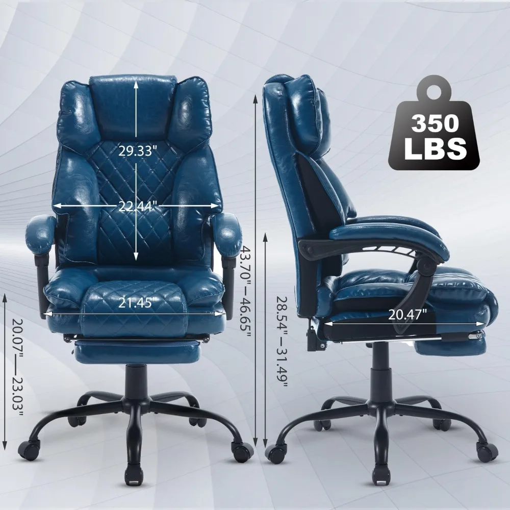 كرسي مكتب جلدي مريح عالي الظهر مع مسند للقدمين ودعم قطني #2