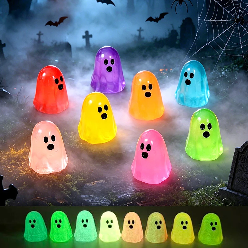 Little Ghost Halloween Miniature Landscape Festival Atmosphere Home Ornaments Glow In The Dark Mini Model Toys Resin Material