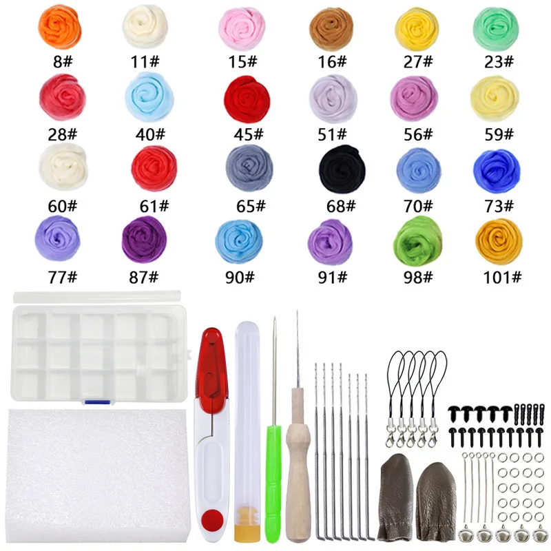 40 Color Needle Felting Kit Wool Felting Tools Handmade Felt Needle Set Wool Felting Fabric Materials Accessories